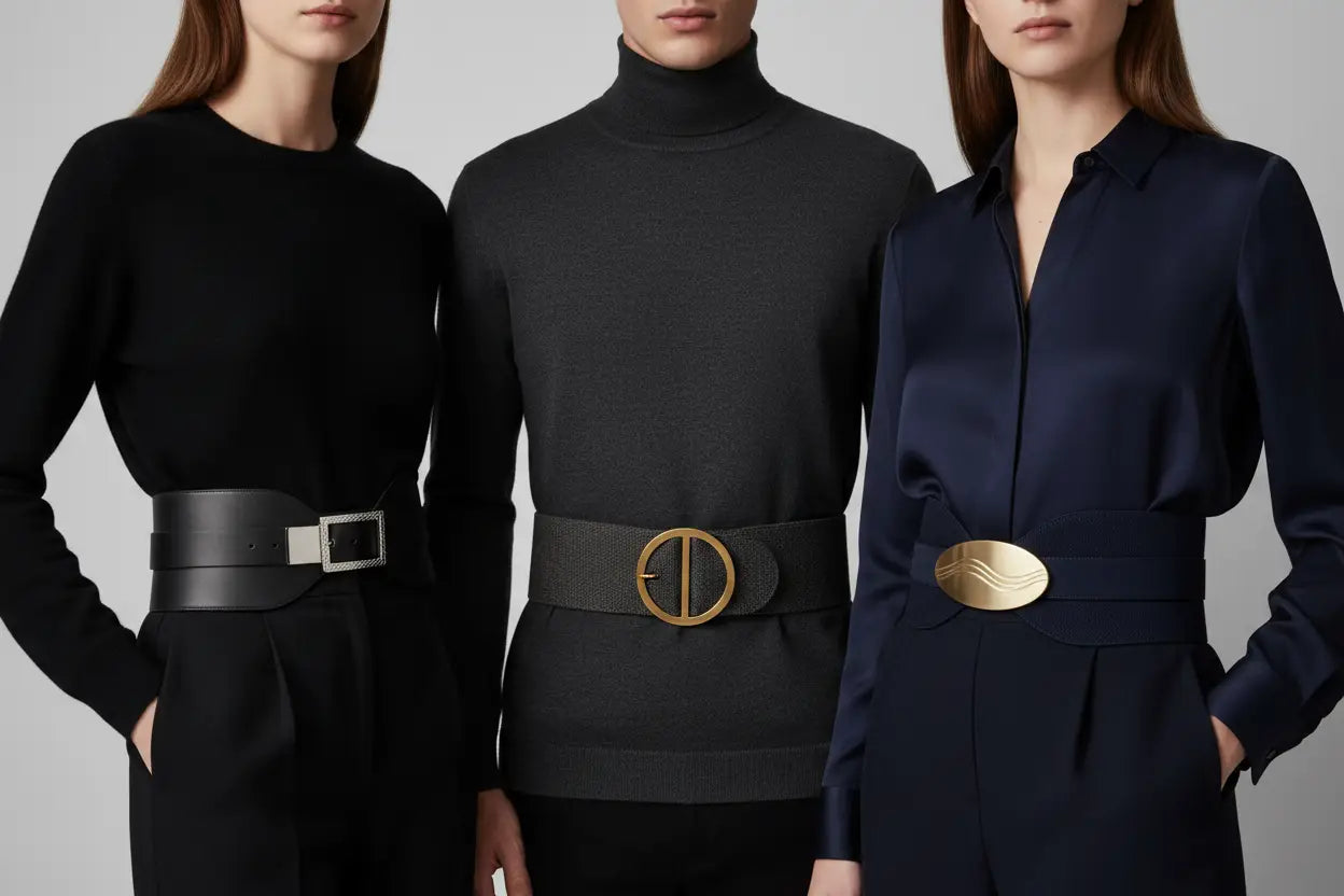 Three distinct wide belt designs from Fabelt leather collection