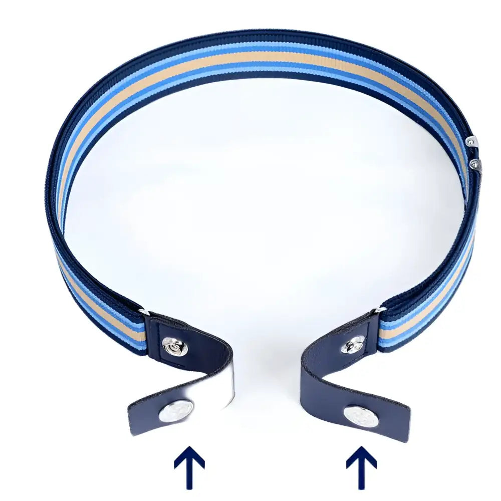 Striped elastic belt with snap closures from Assorted Elastic and Leather Belts collection