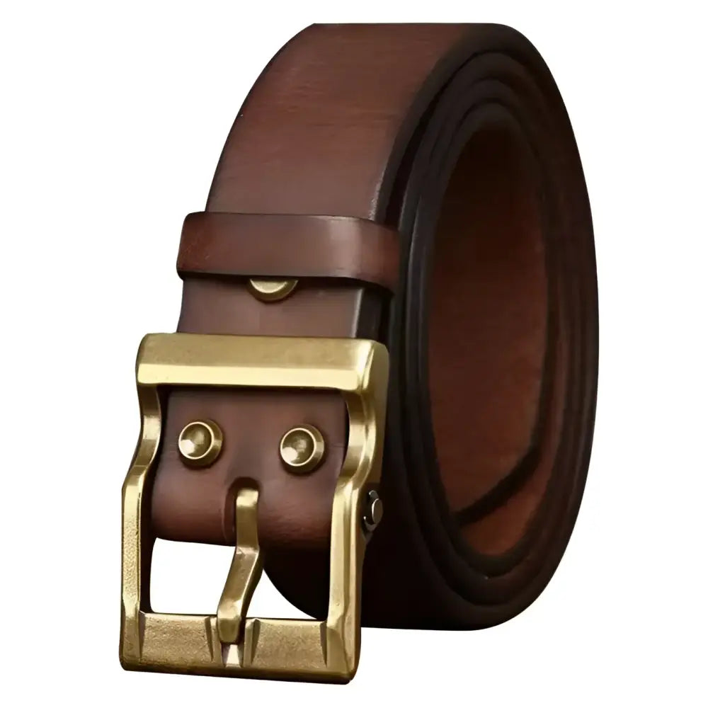 Brown grain leather belt with brass buckle from Assorted Grain Leather Belts collection