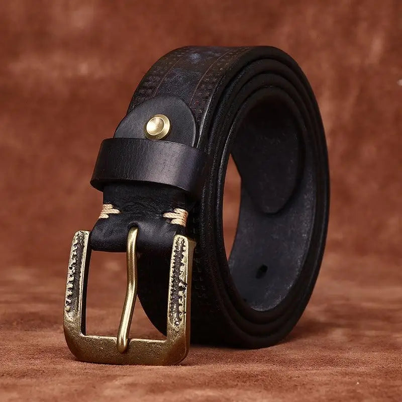 Black leather belt with brass buckle from Assorted Leather Belts with Brass Buckles collection