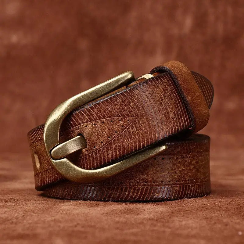 Brown leather belt with brass buckle from Assorted Leather Belts collection