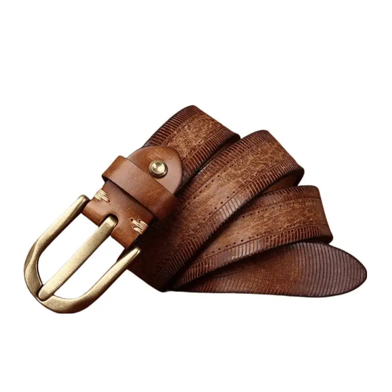 Brown leather belt with brass buckle from the Assorted Leather Belts with Brass Buckles collection