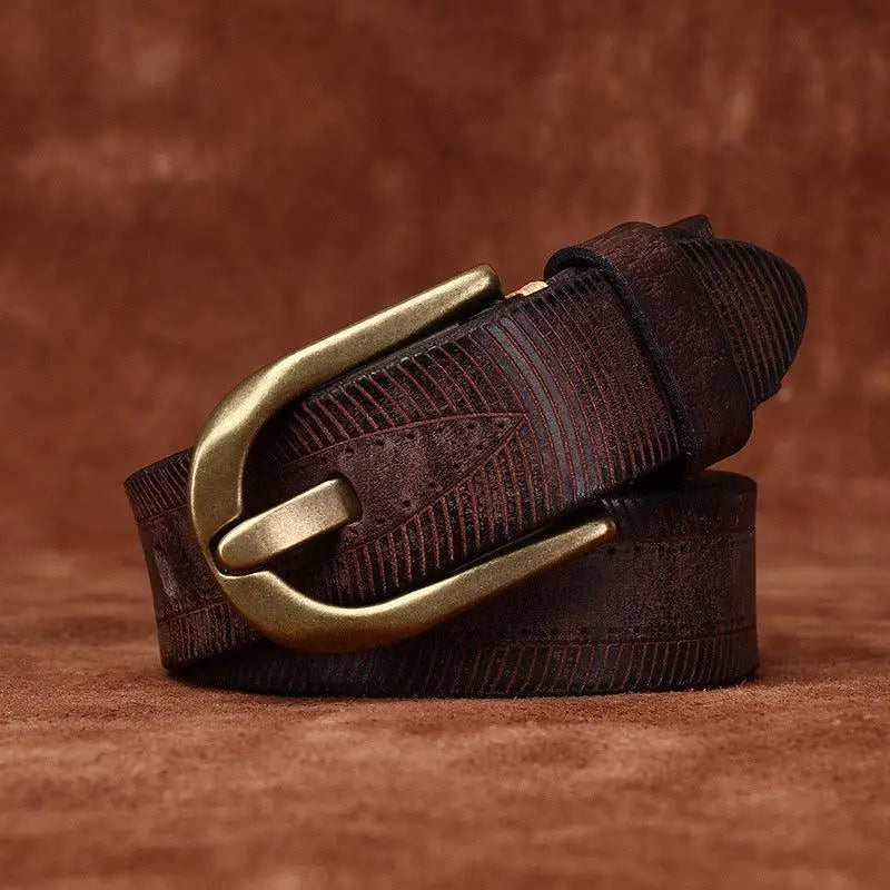 Brown leather belt with brass buckle from Assorted Leather Belts with Brass Buckles collection