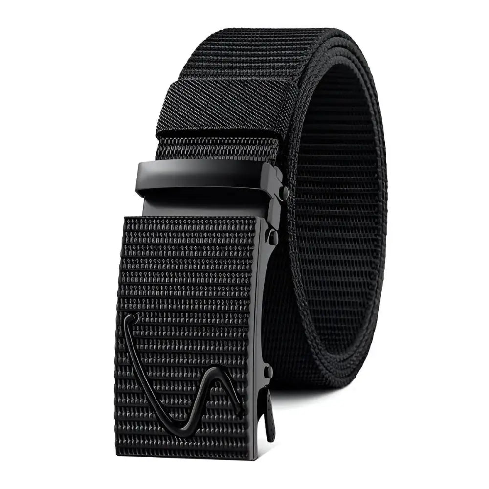 Black nylon ratchet belt with black buckle from Assorted Nylon and Canvas Web Belts Green line
