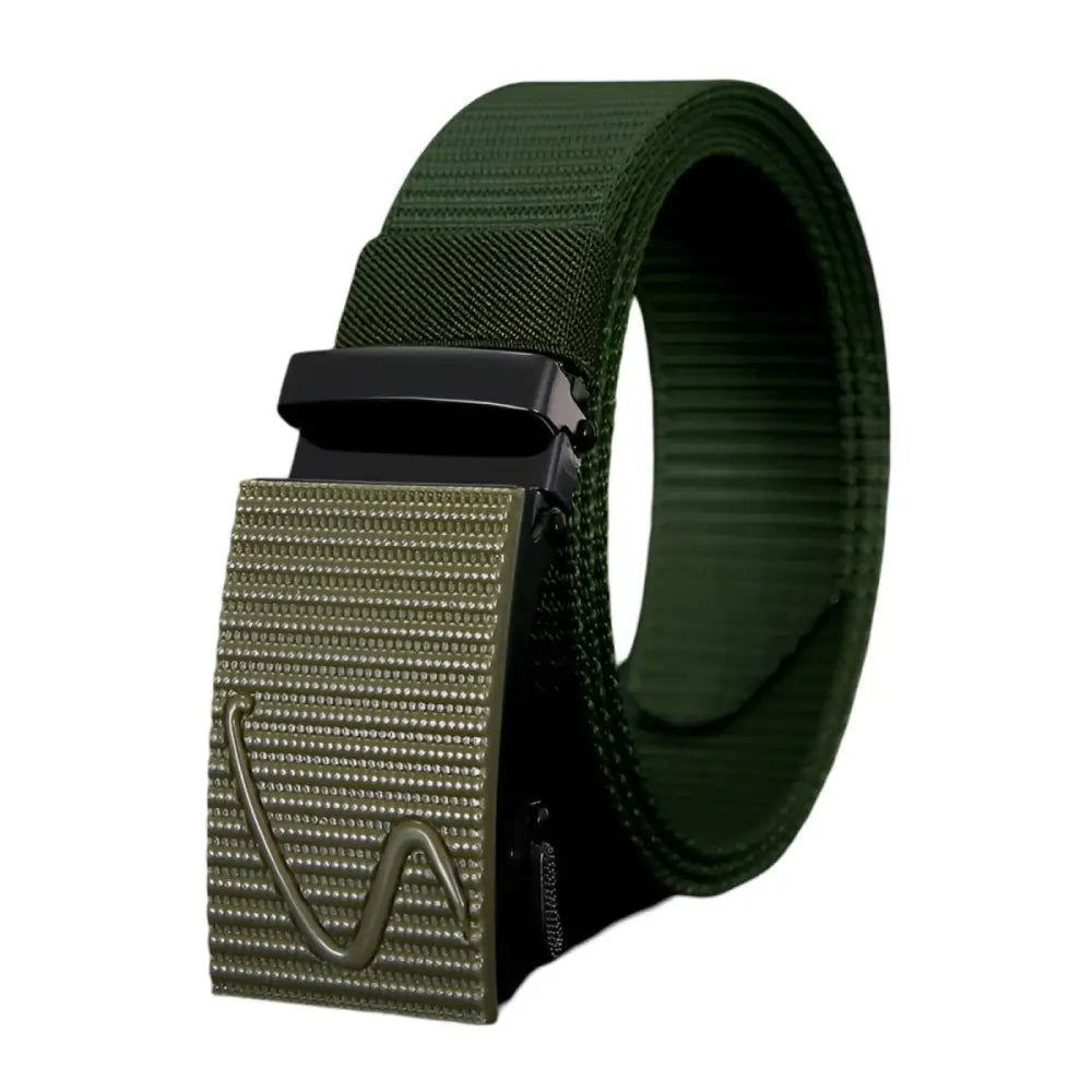 Green canvas belt with black buckle from Assorted Nylon and Canvas Web Belts collection