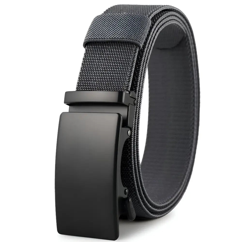 Black ratchet belt from Assorted Nylon and Fabric Web Belts with Metal and Matte Buckles