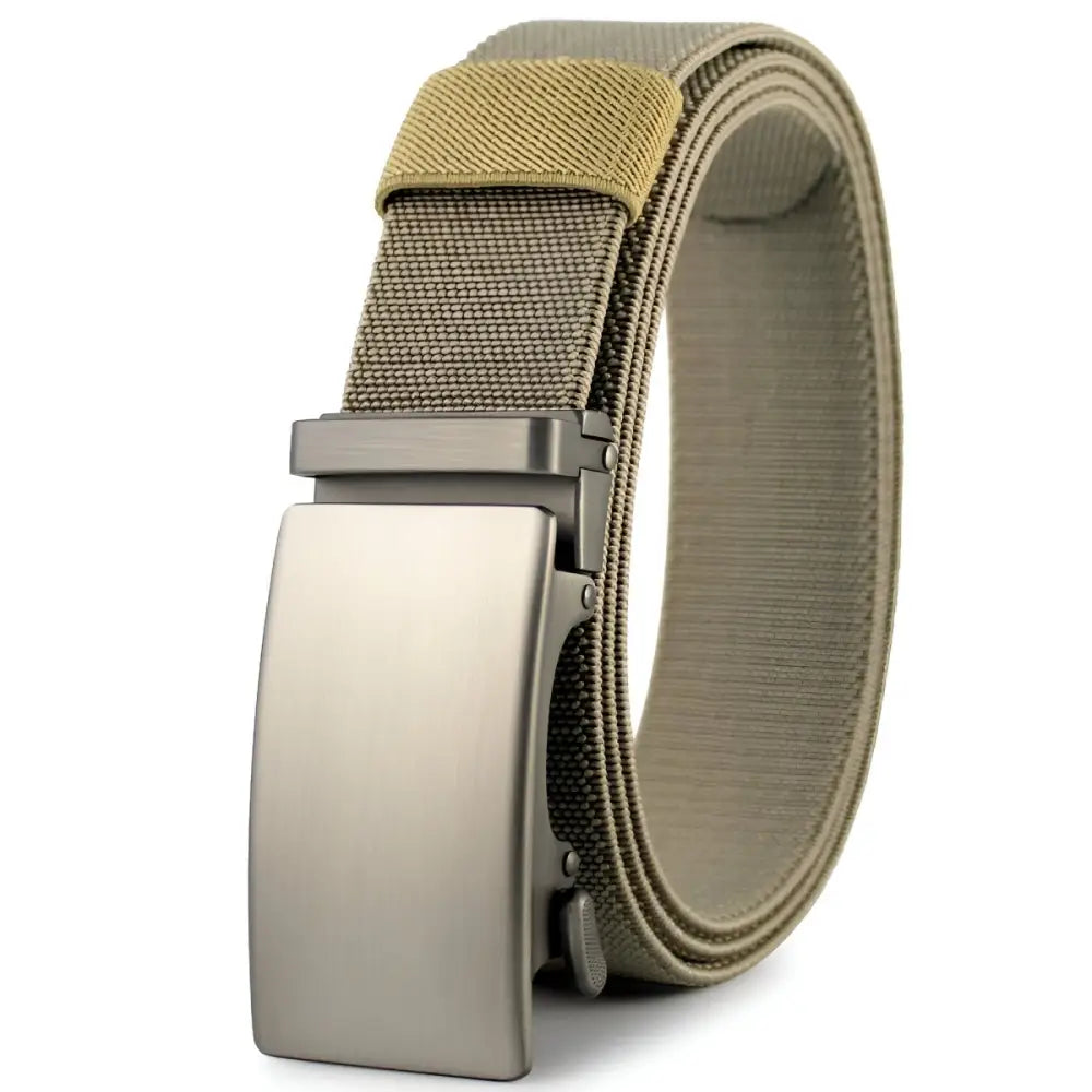 Khaki-colored fabric belt with metal buckle from Assorted Nylon and Fabric Web Belts collection