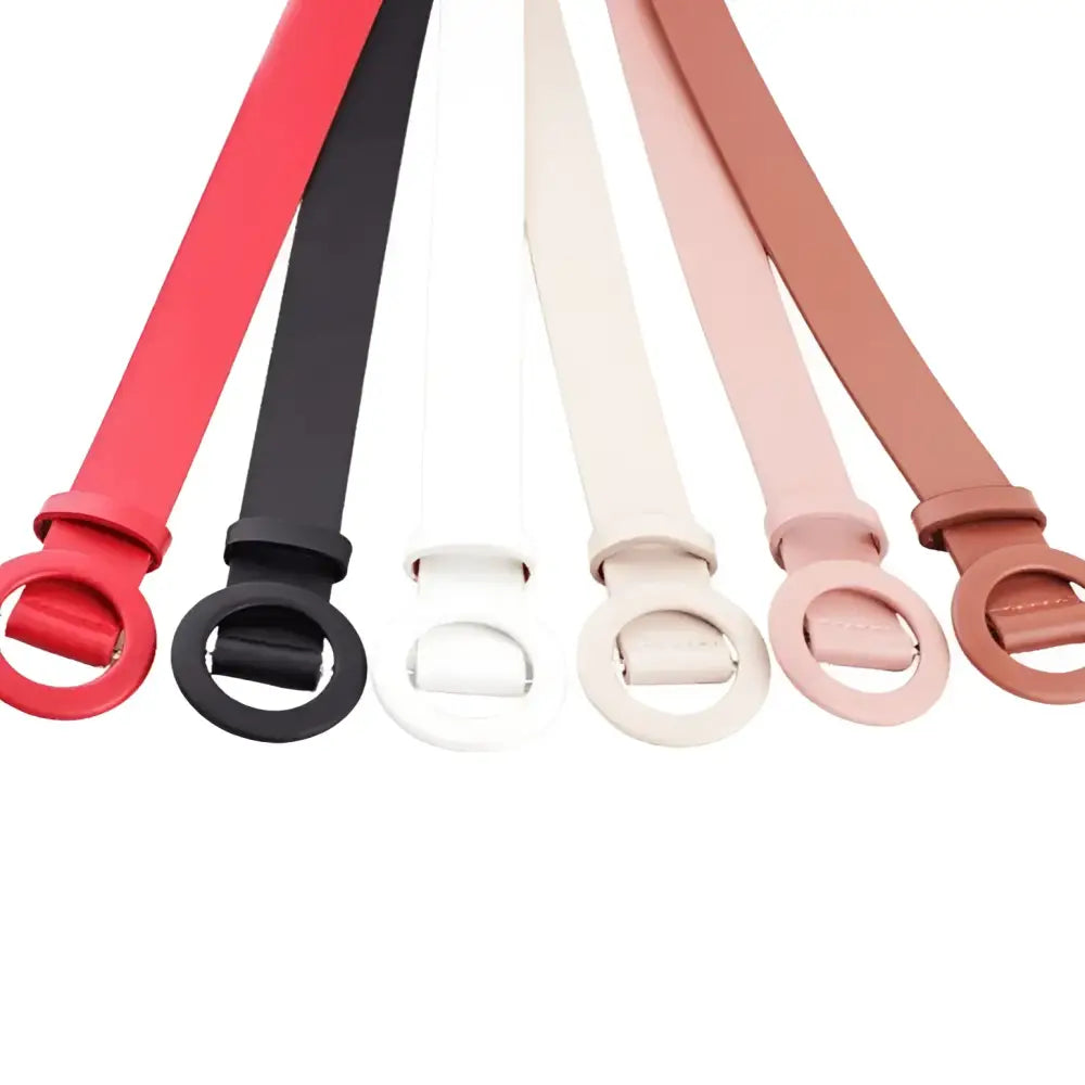 Colorful belts with circular buckles from Assorted Round-Buckle Belts Collection