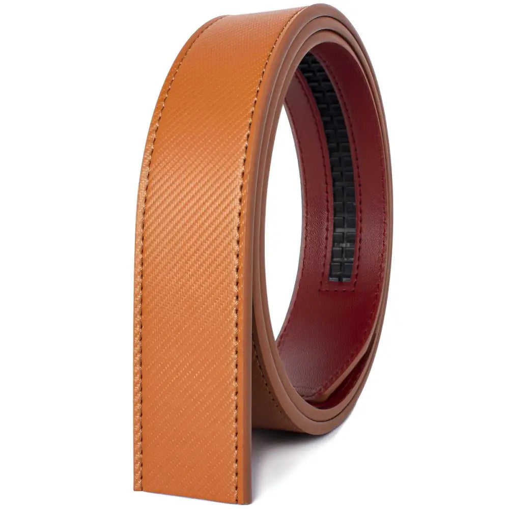 Brown leather belt with red interior from Assorted Textured and Colorful Leather Watch and Belt Straps