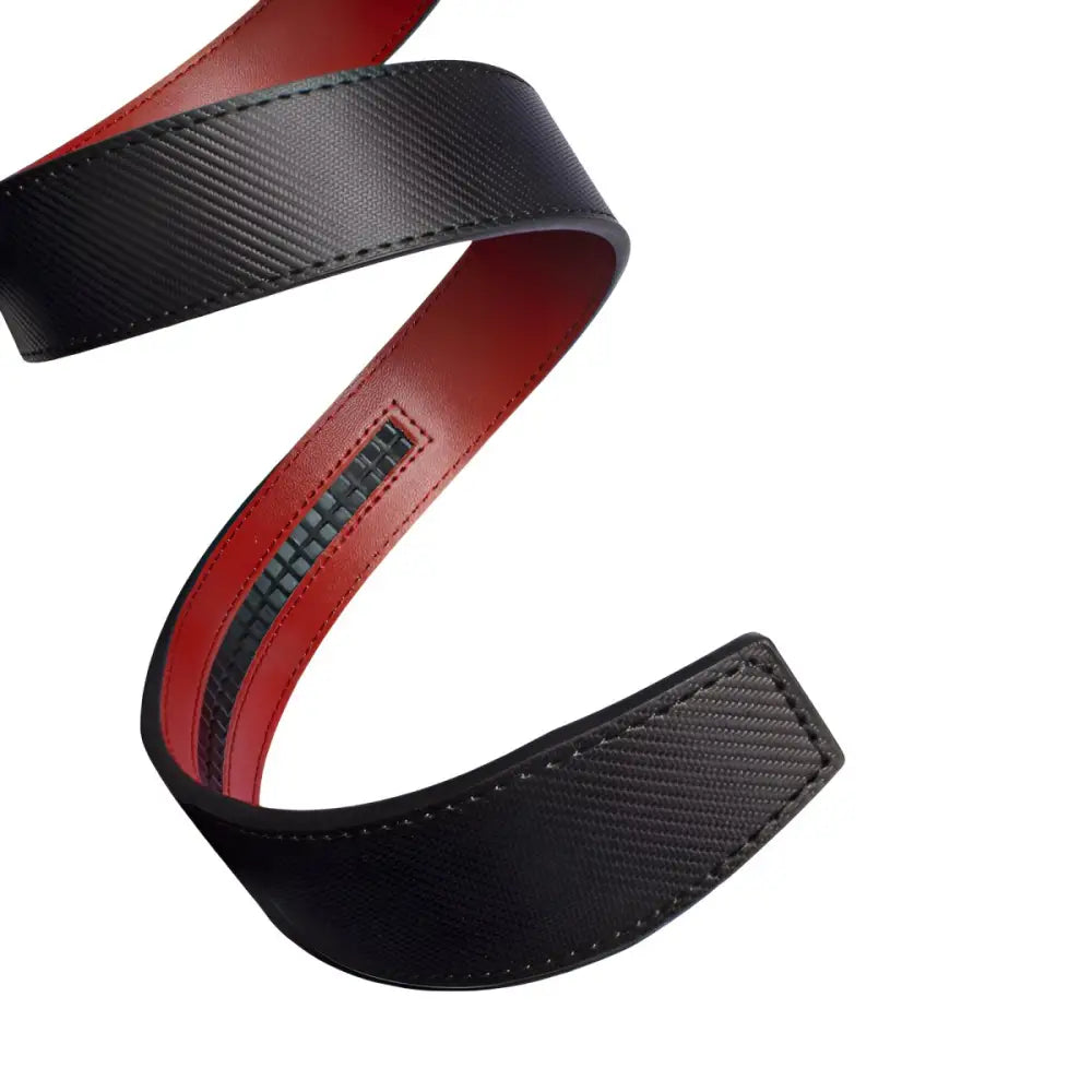 Black and red ratchet belt from Assorted Textured and Colorful Leather Watch and Belt Straps