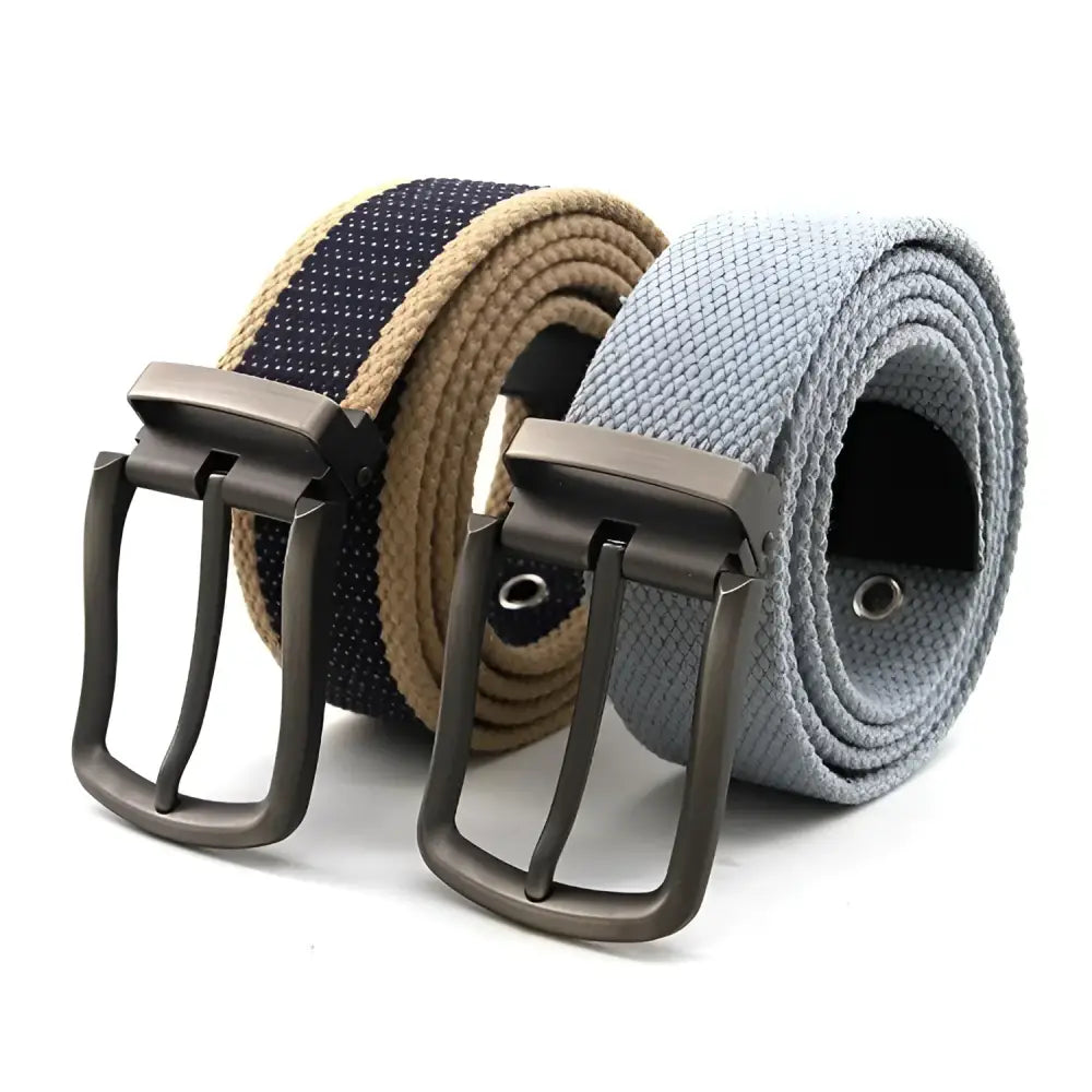 Bakaa Canvas Belt set with metal buckles for casual style display