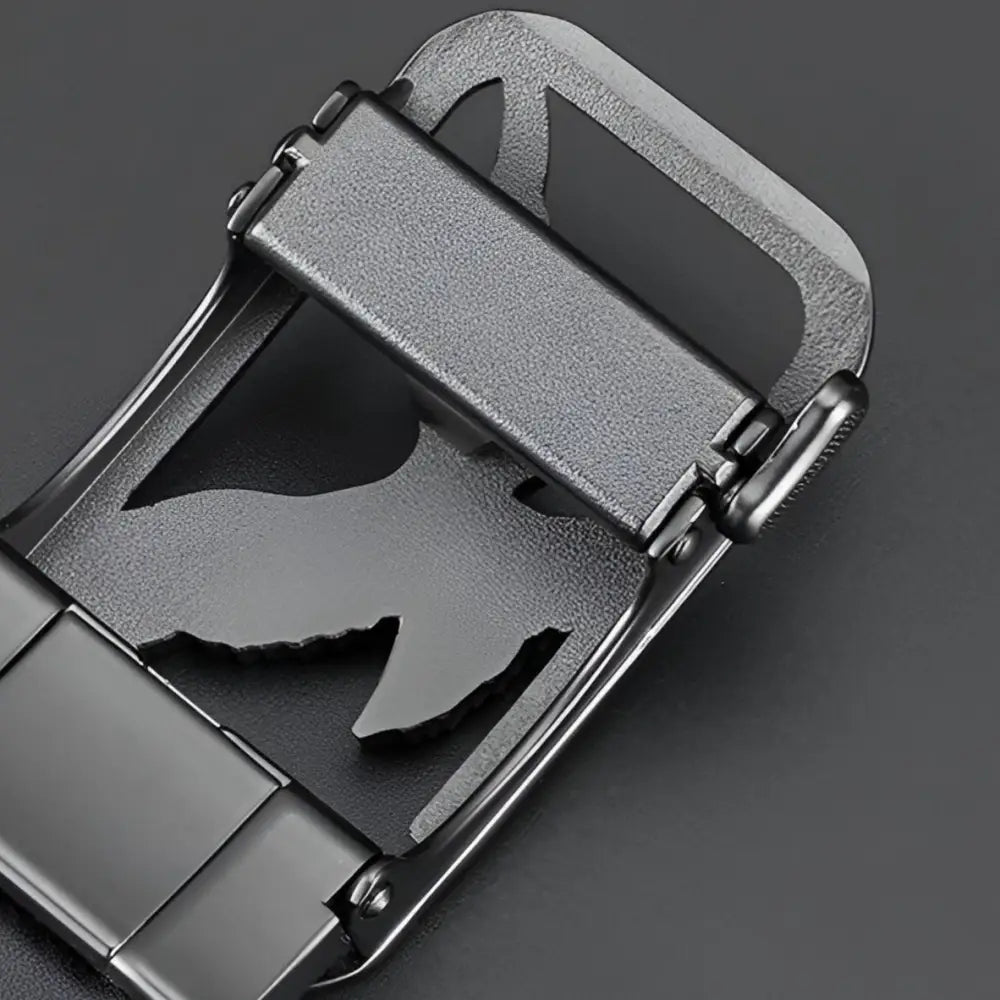 Black Leather Belt with an intricate Metal Eagle Belt Buckle for a stylish look