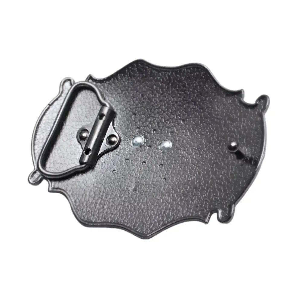Textured silver metal belt buckle back featuring intricate detailing for the Silver Eagle Belt Buckle