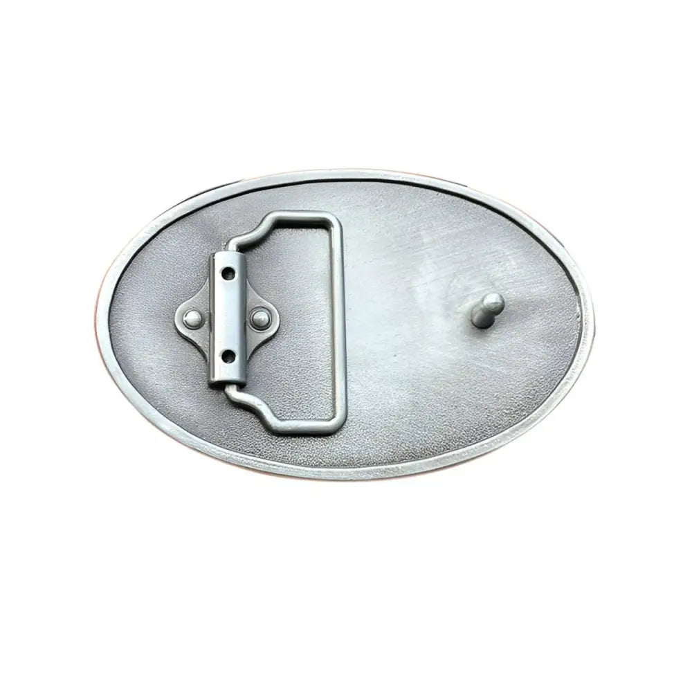 Silver oval police officer belt buckle back for law enforcement professionals