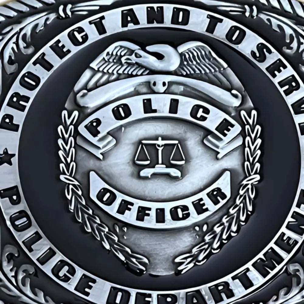 Silver Police Officer Badge Belt Buckle for Law Enforcement Professionals