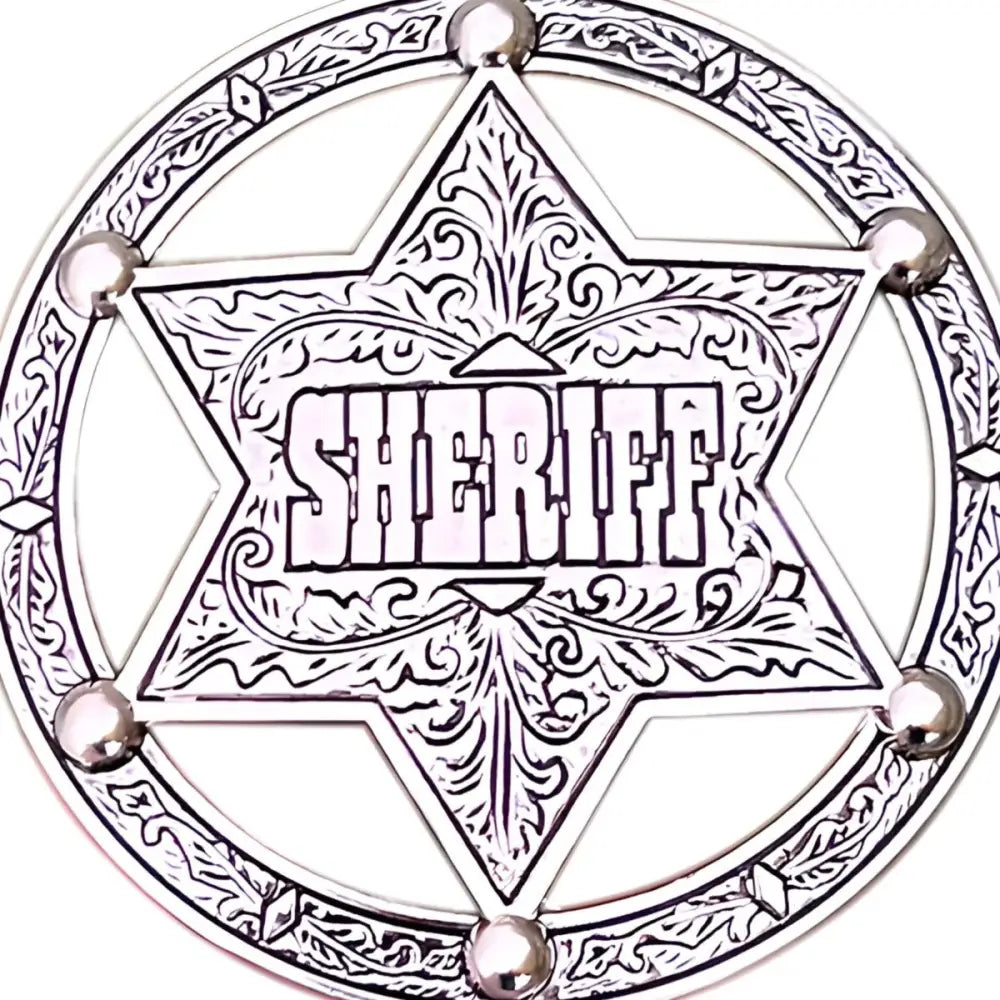 Silver sheriff star badge for Kingsley belt buckle or belt accessory, stylish rodeo decor
