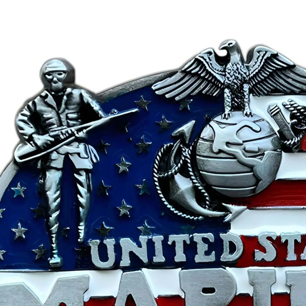 United States Marine Corps emblem belt buckle for service members featuring Marine Corps insignia