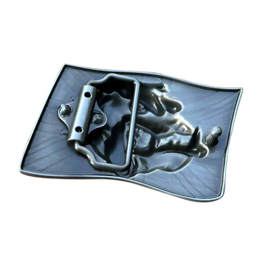 Silver Bulldog Belt Buckle with Union Jack Design for stylish men’s accessories