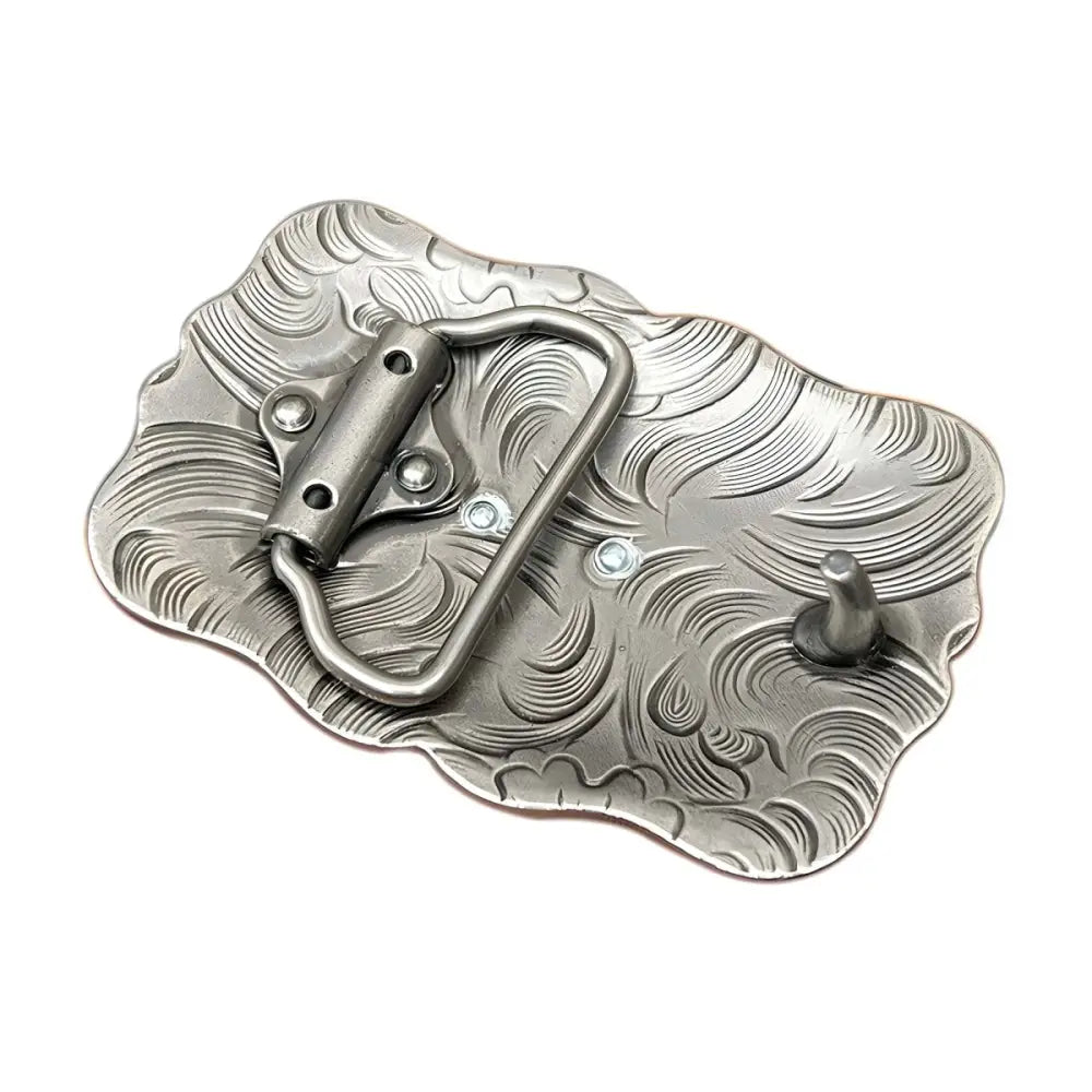 Ornate silver and gold horse belt buckle showcasing elegant Western style design