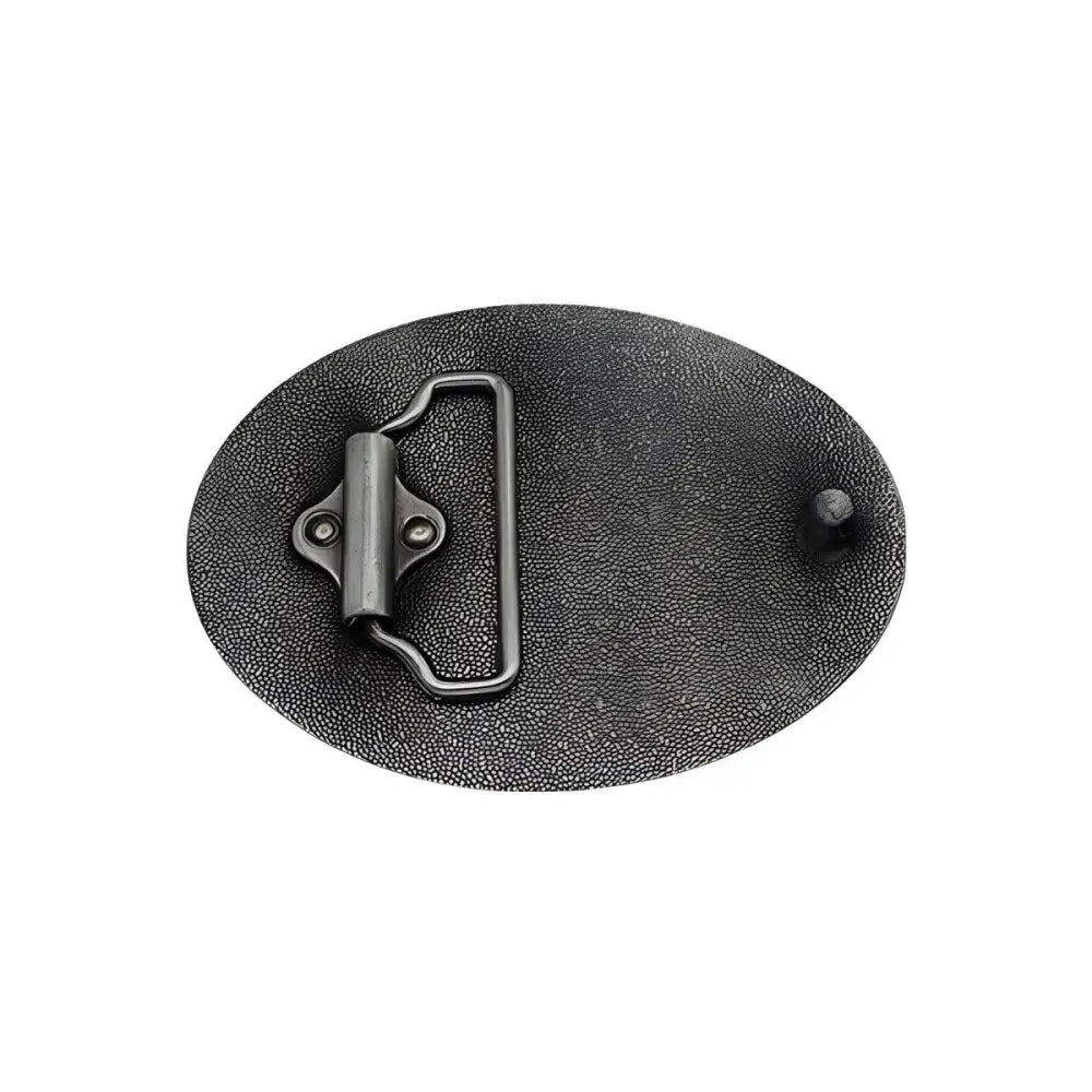 Silver Horse Belt Buckle with Oval Design showcasing its oval belt buckle back