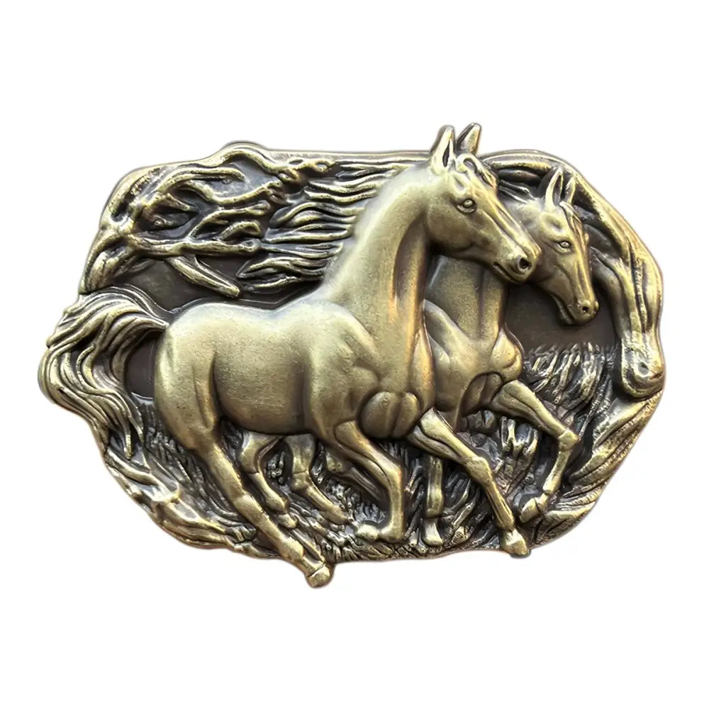 Bronze-colored horse belt buckle for elegant accessories and stylish belt enhancement