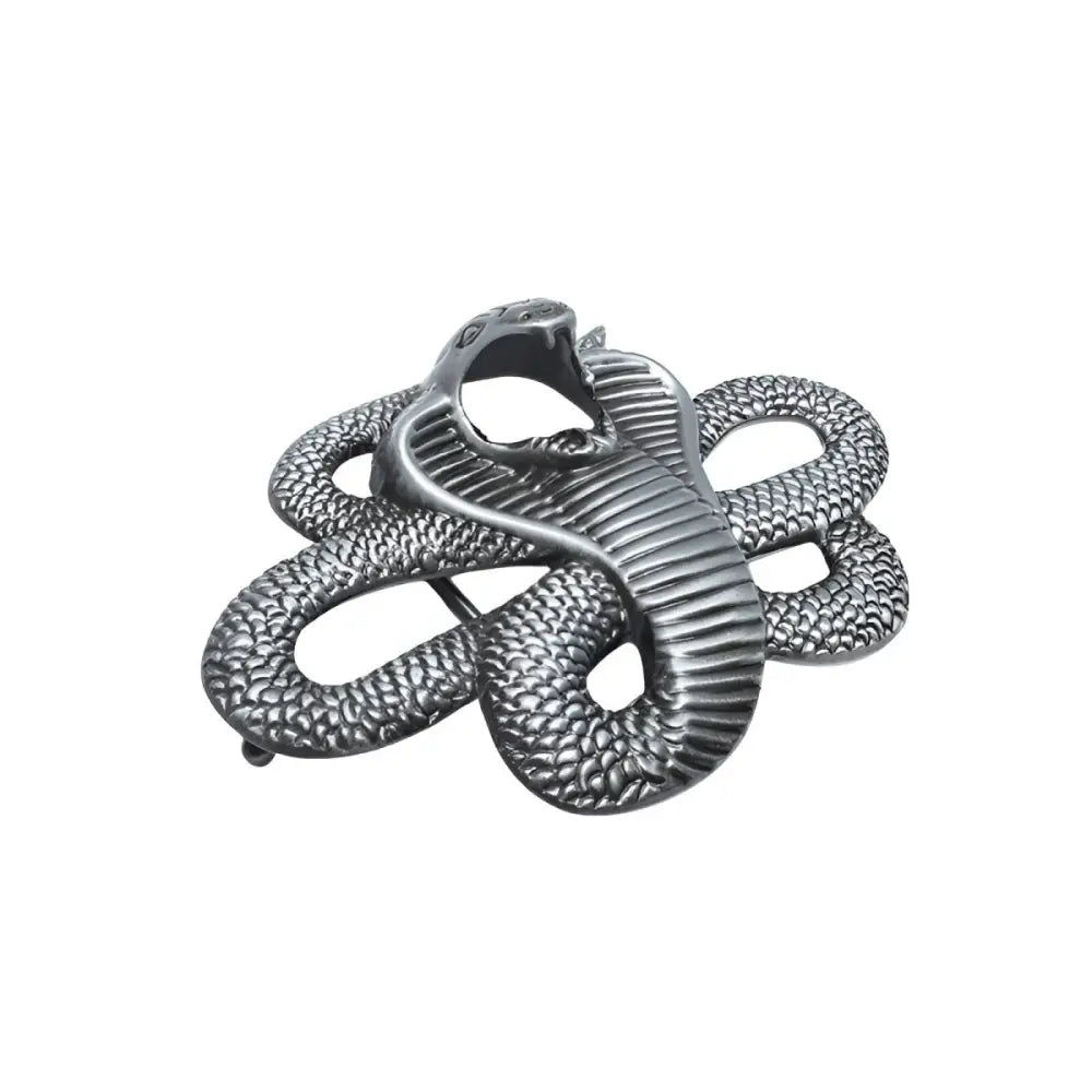 Silver Cobra Belt Buckle featuring intricate animal belt buckle design with animal leather belt