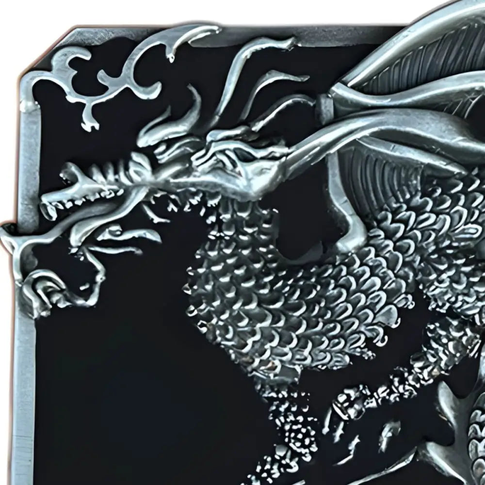 Silver dragon belt buckle for a stylish accessory, made of high-quality metal