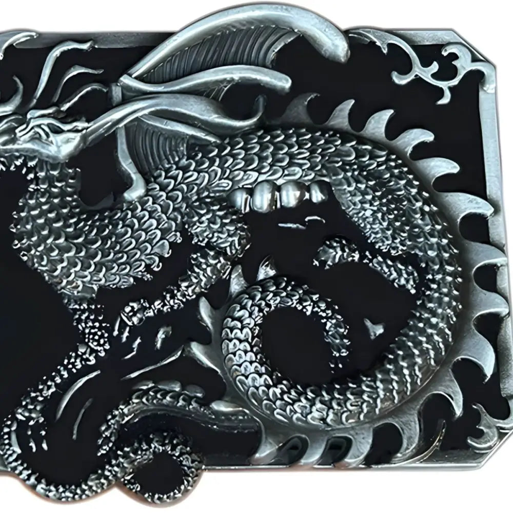 Silver Dragon Belt Buckle showcasing a stylish decorative belt buckle accessory
