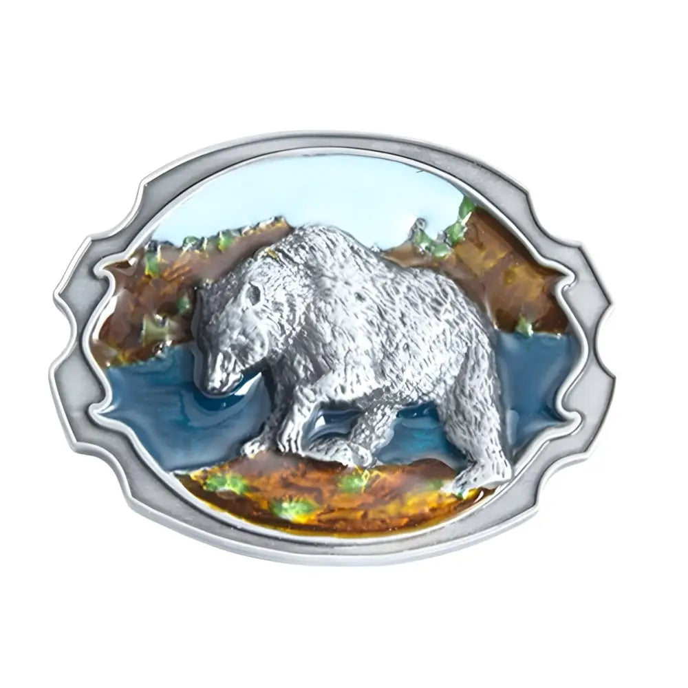 Bear-themed belt buckle for men or women, rugged accessory for a stylish belt buckle experience