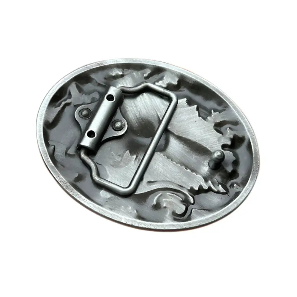 Metal belt buckle back of Silver Drain Cover Featuring Paw Print and Bear Paw Design