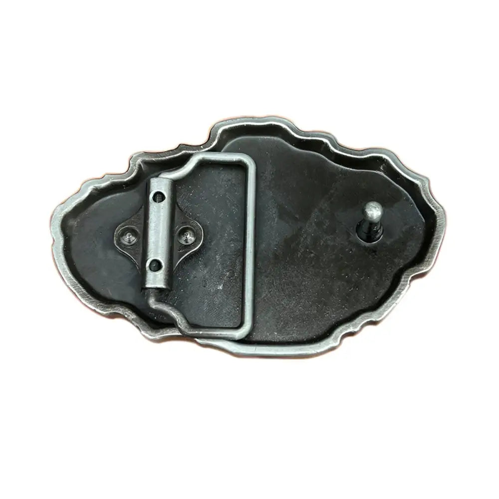 Back view of the Metal Belt Buckle on Fossilized Fish Skeleton Replica in Matrix product