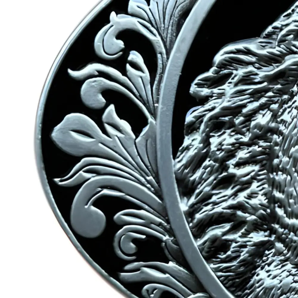 Ornate silver coin belt buckle featured in Silver Horse Head Belt Buckle for Western Styles