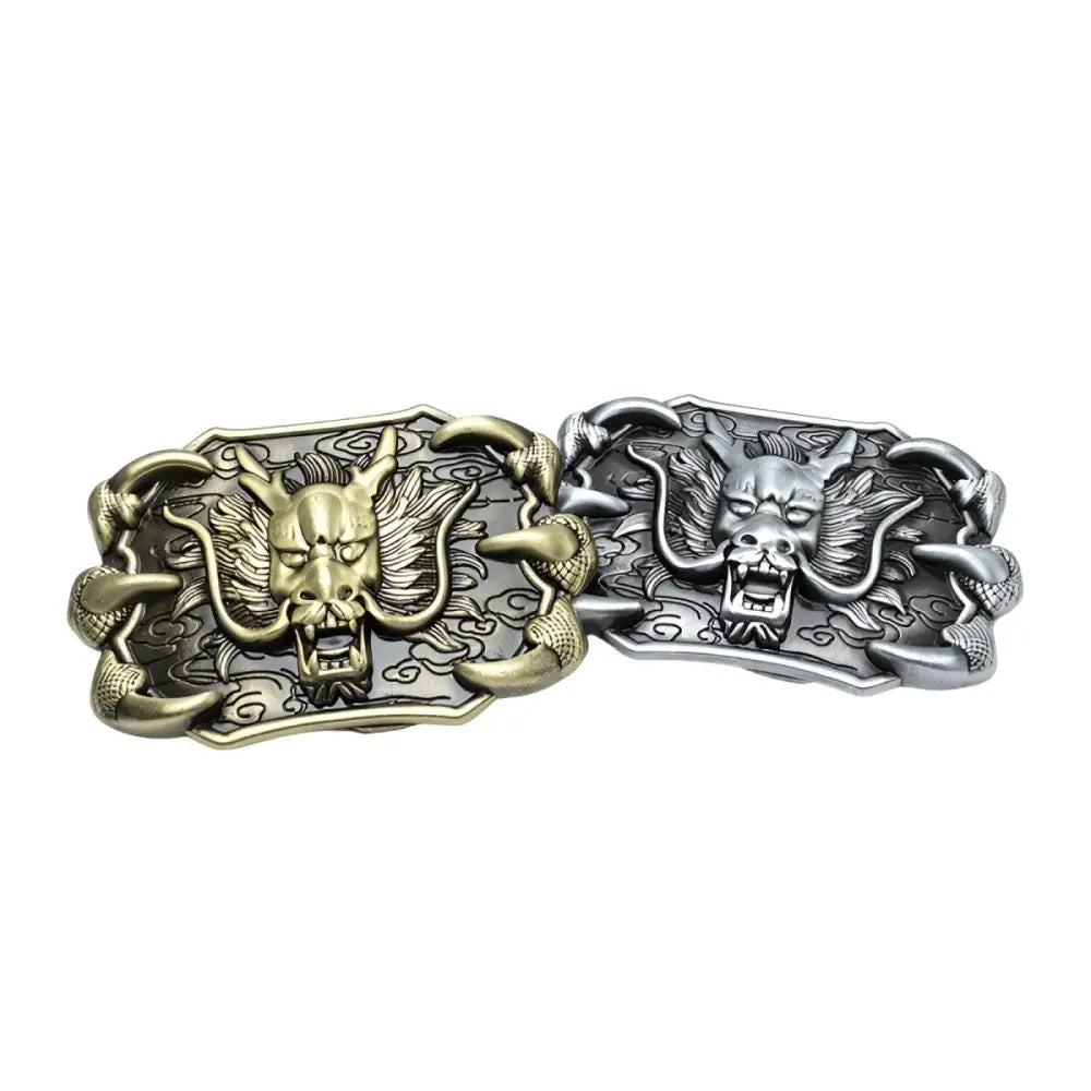 Silver dragon-themed animal belt buckle with intricate dragon design for stylish animal belt accessorizing