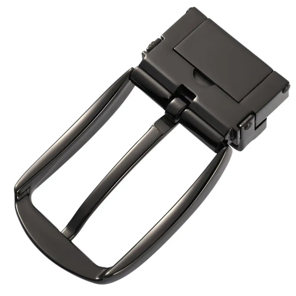 Black metal belt buckle featuring Neal Model Pin for stylish model pin belt accessories