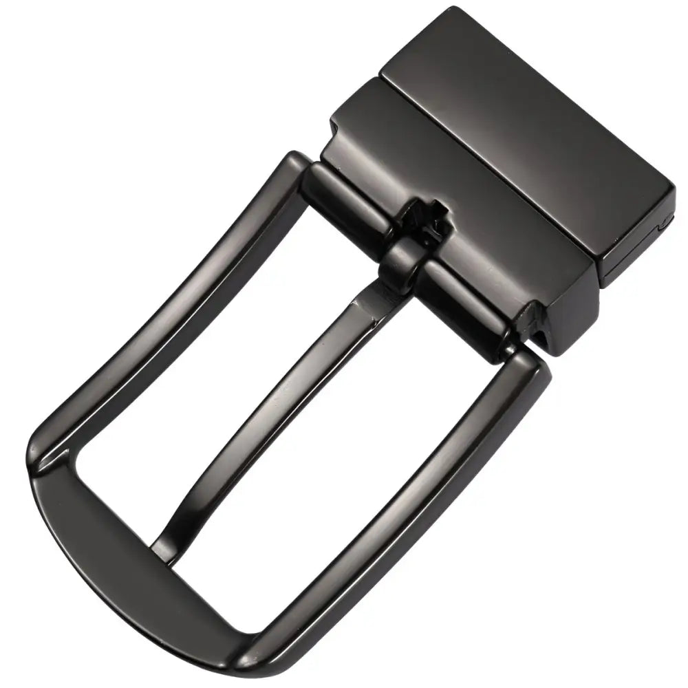 Black metal belt buckle for Pablo Model accessory, reversible silver metal design