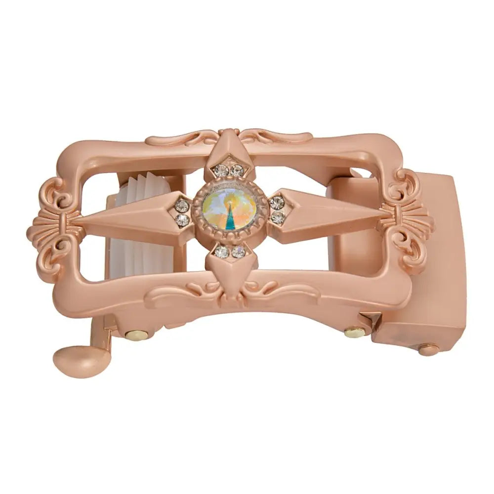 Ornate rose gold belt buckle from the Ornate Rose Gold Belt Buckle and Accessory Collection