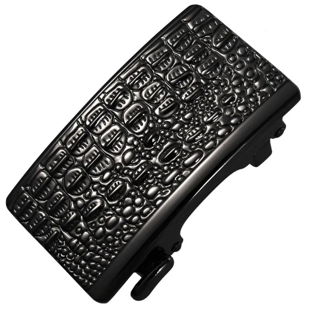 Black crocodile-patterned belt buckle for elegant accessories, stylish and durable belt buckle