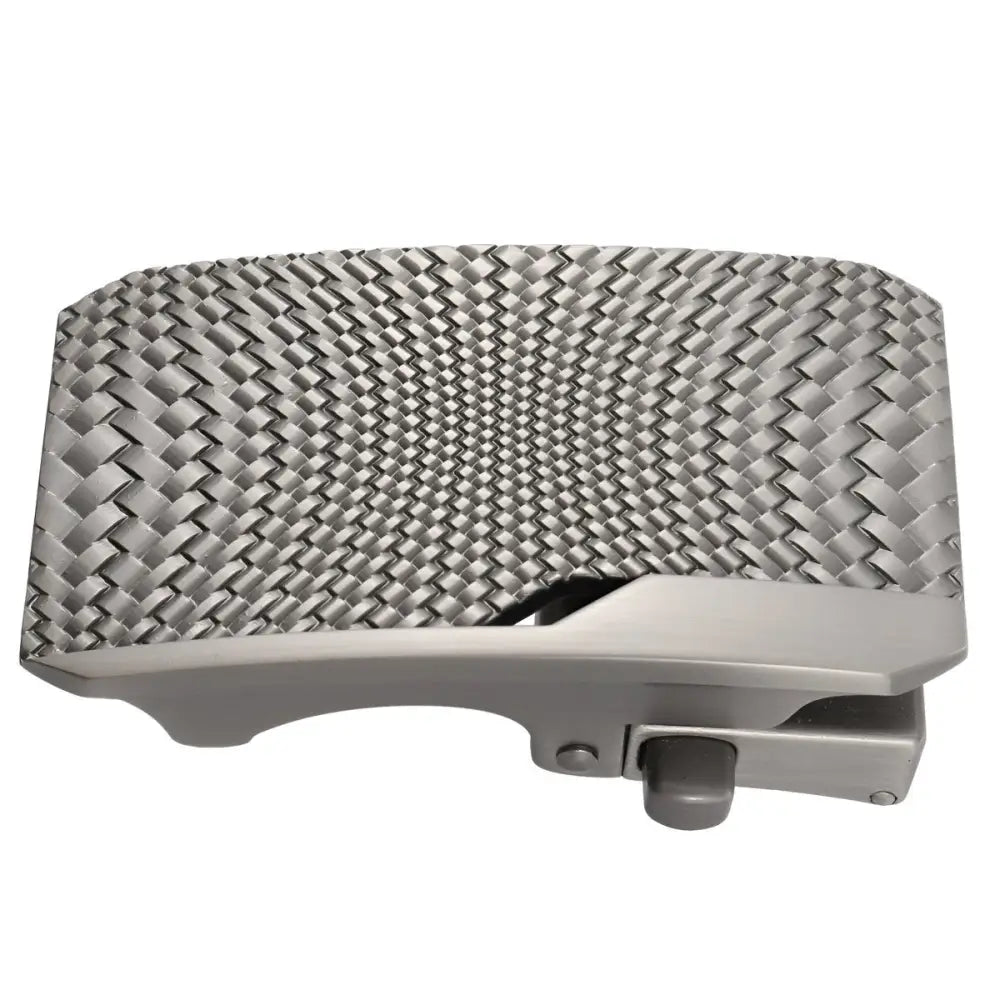Silver-toned woven Mitchell belt buckle for men and women, stylish belt buckle accessory