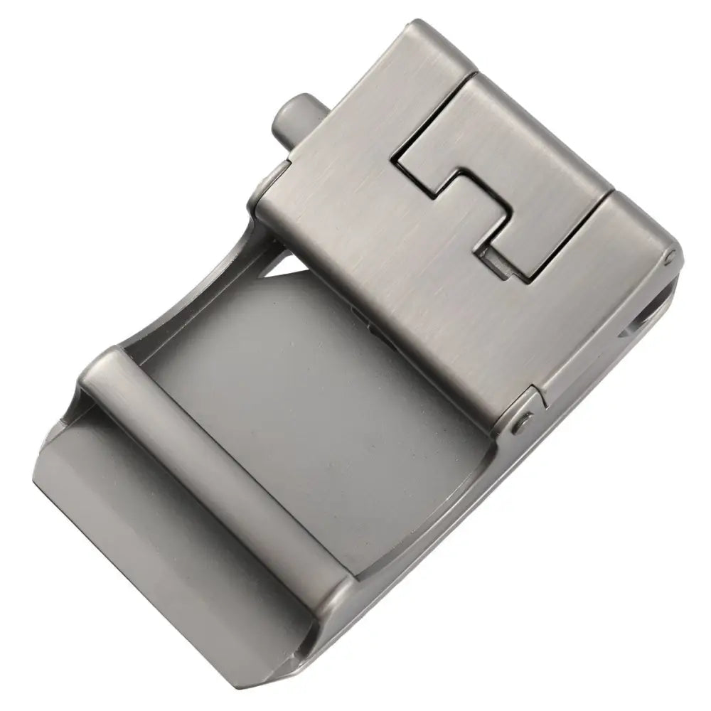 Metal belt buckle featuring the Black Woven Mitchell Belt Buckle for Men and Women