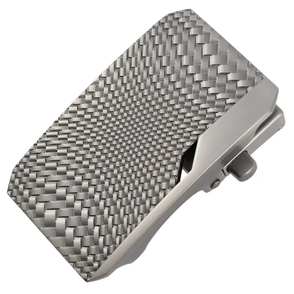 Silver woven belt buckle for Mitchell belt featuring durable design and elegant style