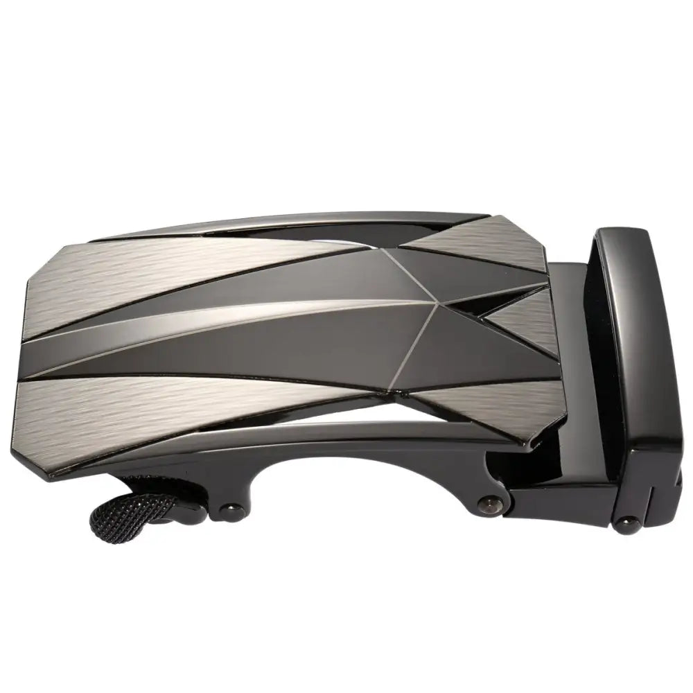 Geometric patterned gunmetal Flavio Belt Buckle with automatic closure for stylish belts