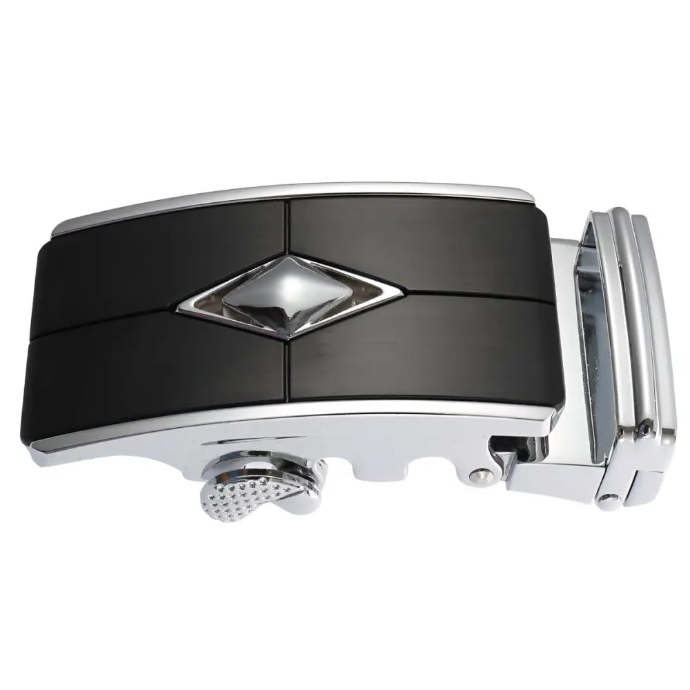 Black and silver automatic belt buckle from Mikail Model for stylish accessories