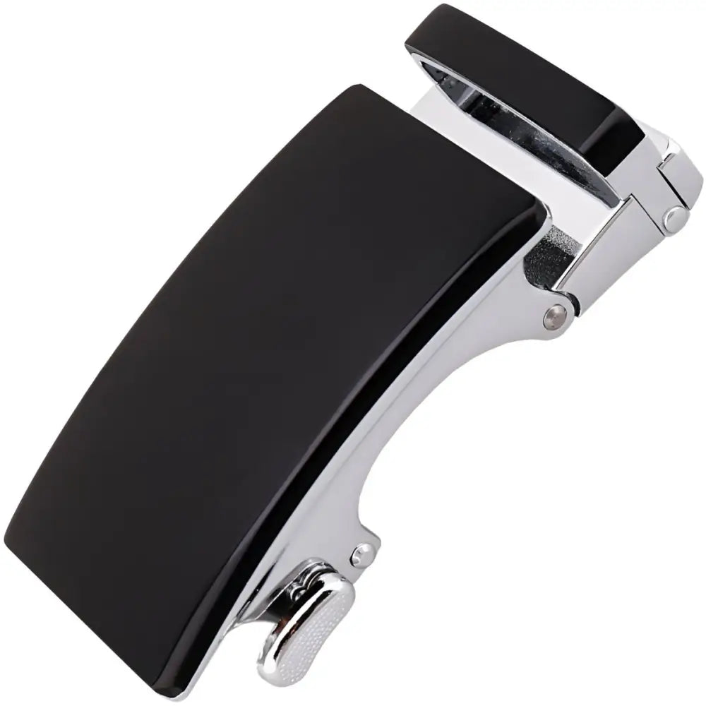Black and silver Nils automatic belt buckle for men showcasing a sleek belt buckle design