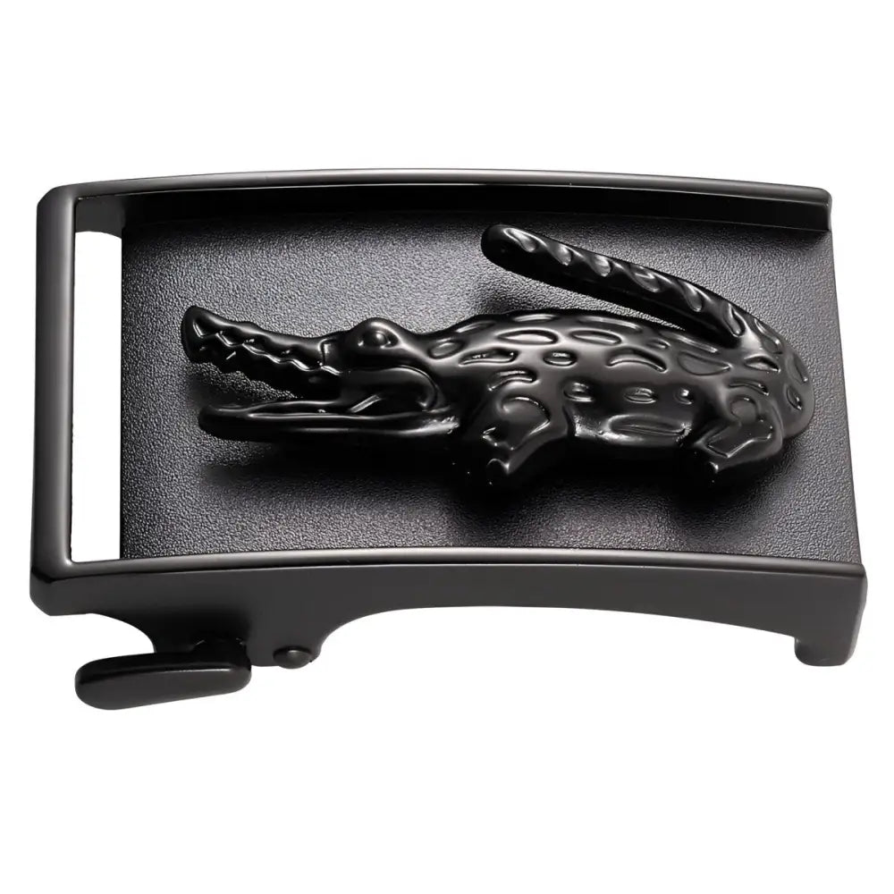 Black crocodile design metal belt buckle for men, stylish and durable belt buckle accessory
