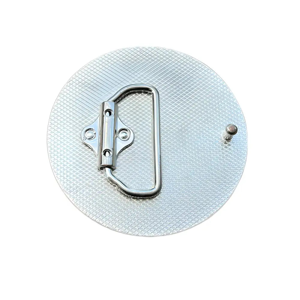 Round silver belt buckle featuring Deadpool logo for cinema belt or belt accessory