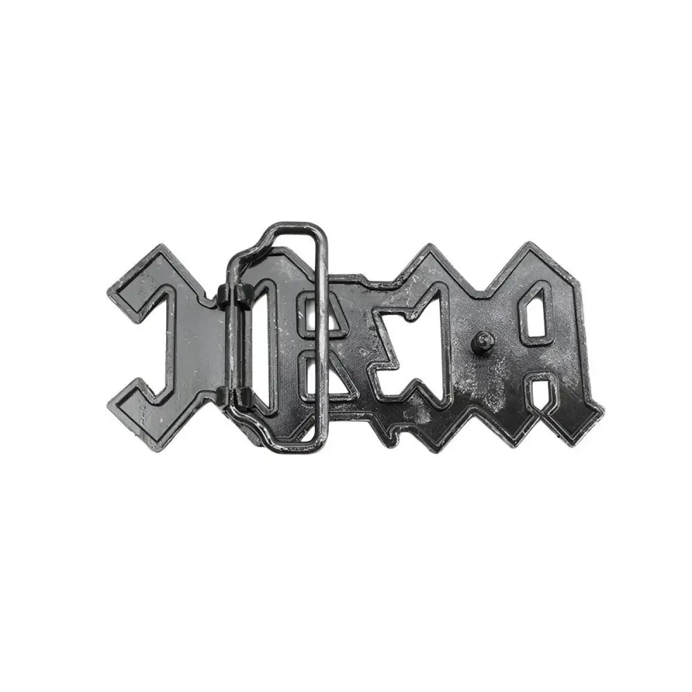 Silver AC/DC Belt Buckle for Metal and Rock Music Fans showing a stylish metal belt buckle
