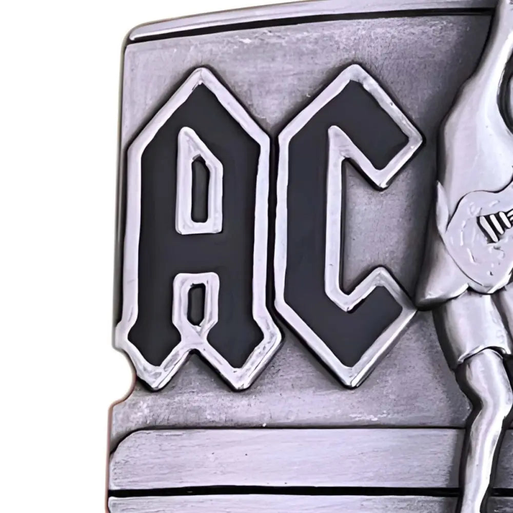 AC/DC belt buckle showcasing rock band design for ceinture musique accessories
