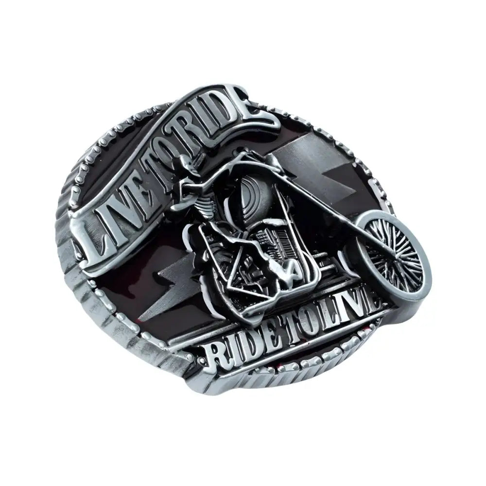 Silver motorcycle belt buckle for men and women, stylish accessory for belt buckle enthusiasts