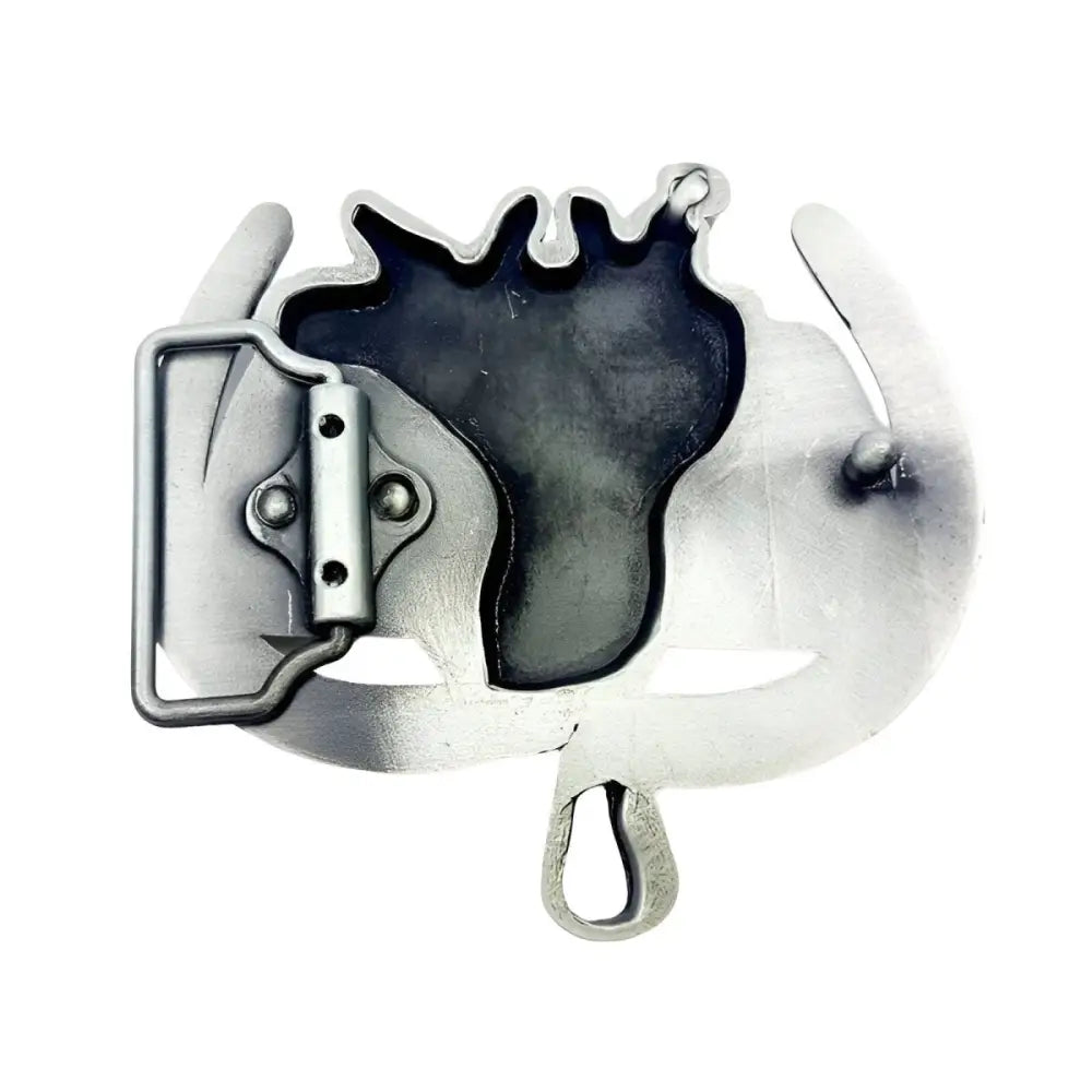 Silver-toned belt buckle from the Silver Horseshoe and Saddle Belt Buckles Set