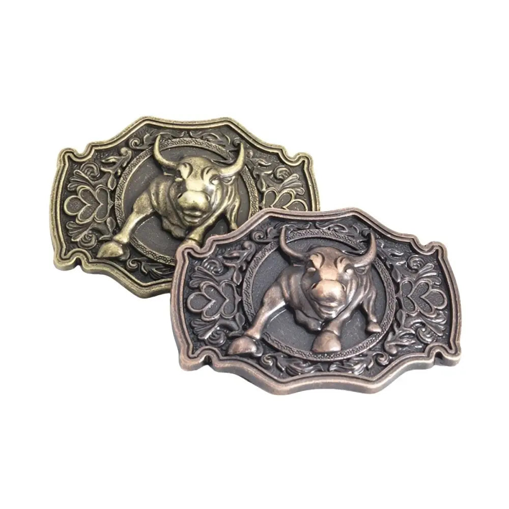 Ornate bull belt buckle for Western and rustic style accessory showcasing detailed design